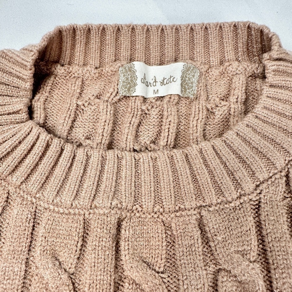 Altar'd State Tan Cable Knit Sweater, Size M - Picture 9 of 13
